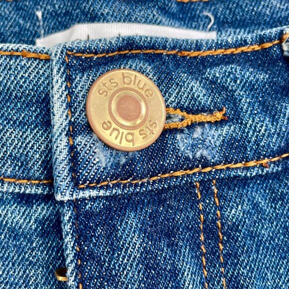NWT STS Blue Layne High Waist Distressed Cutoff Shorts Medium Wash Women Size 28 - Picture 10 of 16